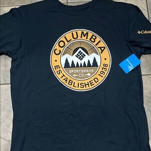 Columbia Blue Short Sleeve Tee with Geometric Logo NWT